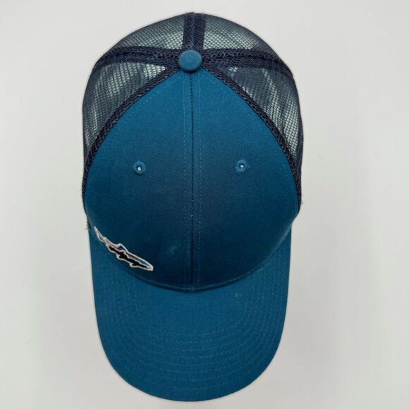 PATAGONIA Mesh Trucker Hat Mens One Size Trout Blue Teal Snapback Adjustable Cap - Picture 5 of 10
